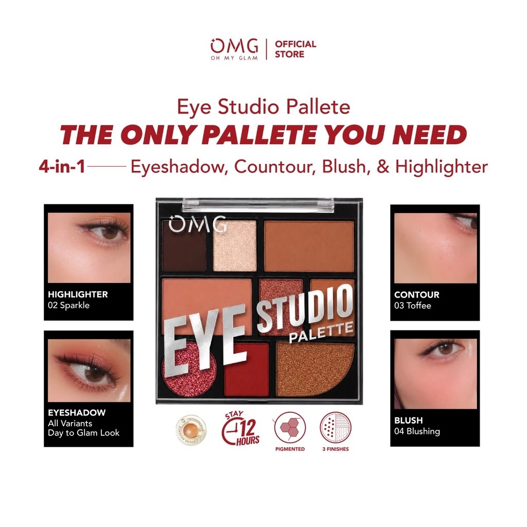 Oh My Glam Eye Studio Palette 8.5gr (Eyeshadow, Contour, Blush, Highlighter) (OMG)