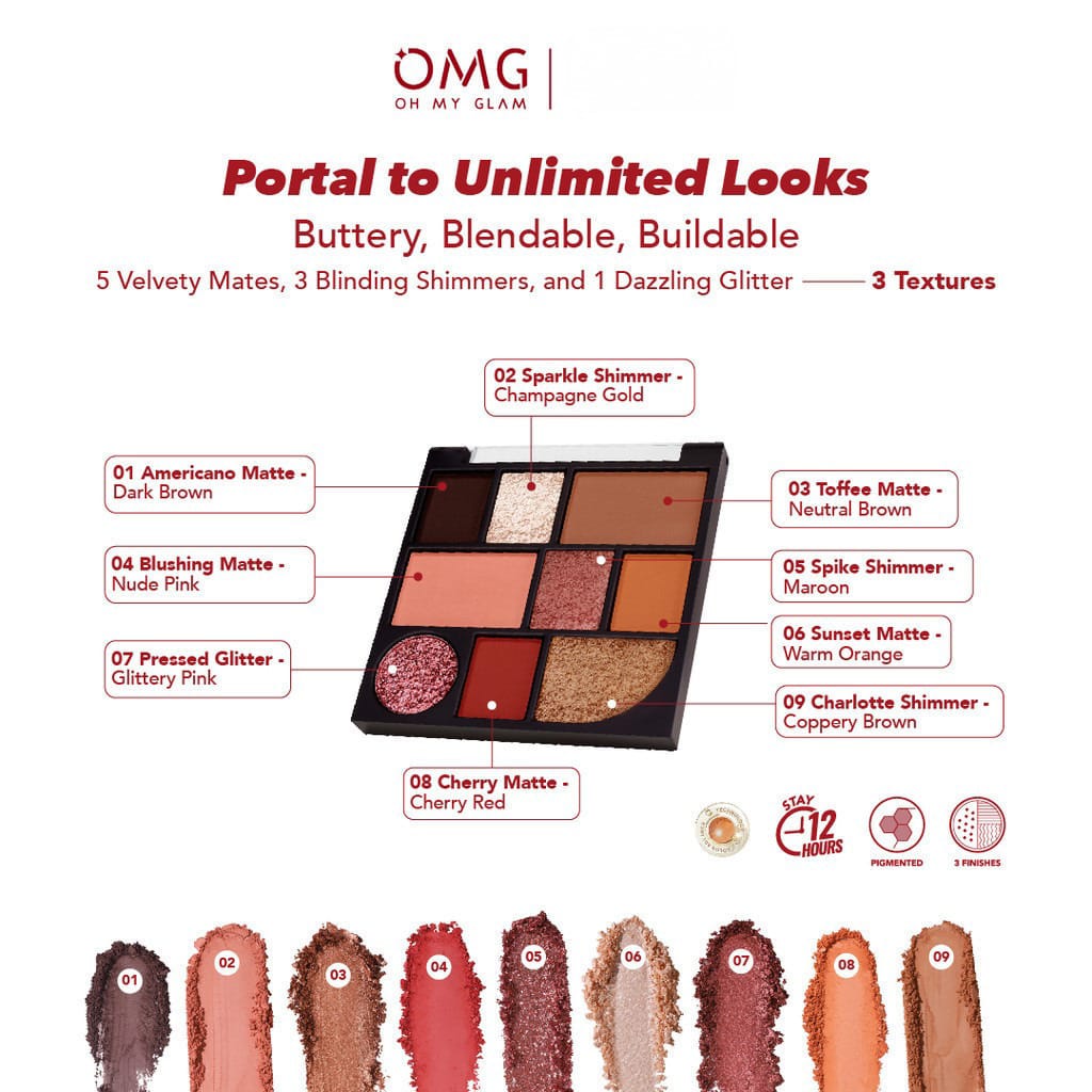 Oh My Glam x Bubah Alfian Eye Studio Palette 8.5gr (Eyeshadow, Contour, Blush, Highlighter) (OMG)