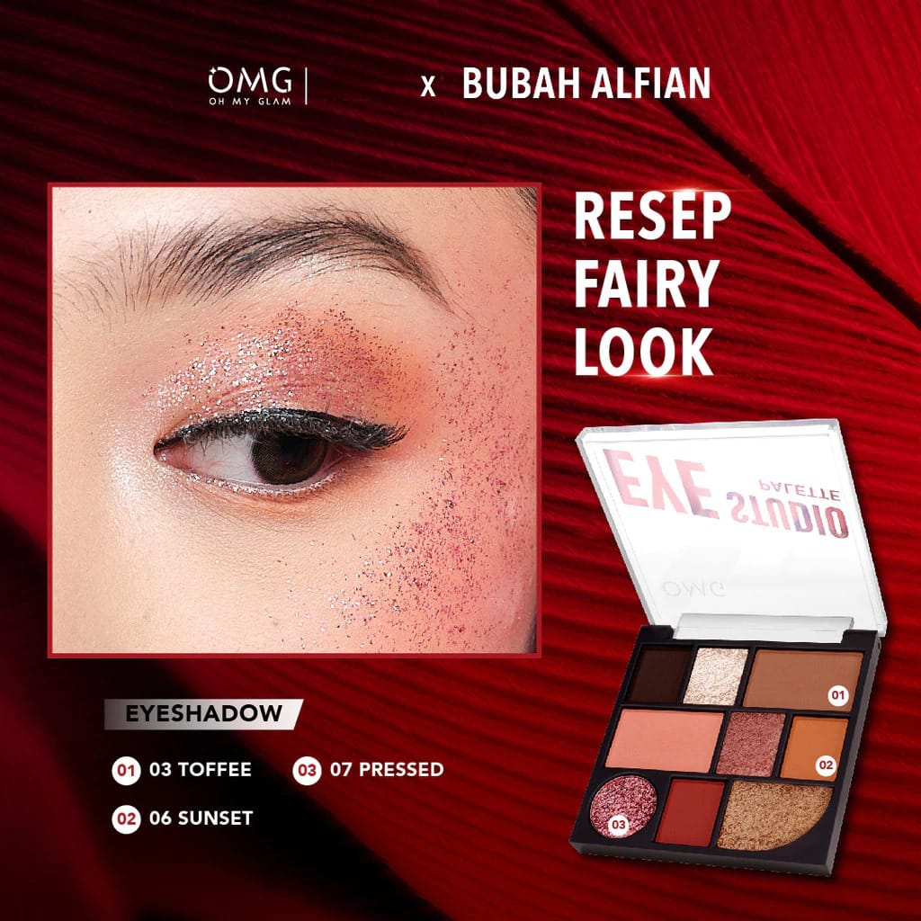 Oh My Glam x Bubah Alfian Eye Studio Palette 8.5gr (Eyeshadow, Contour, Blush, Highlighter) (OMG)