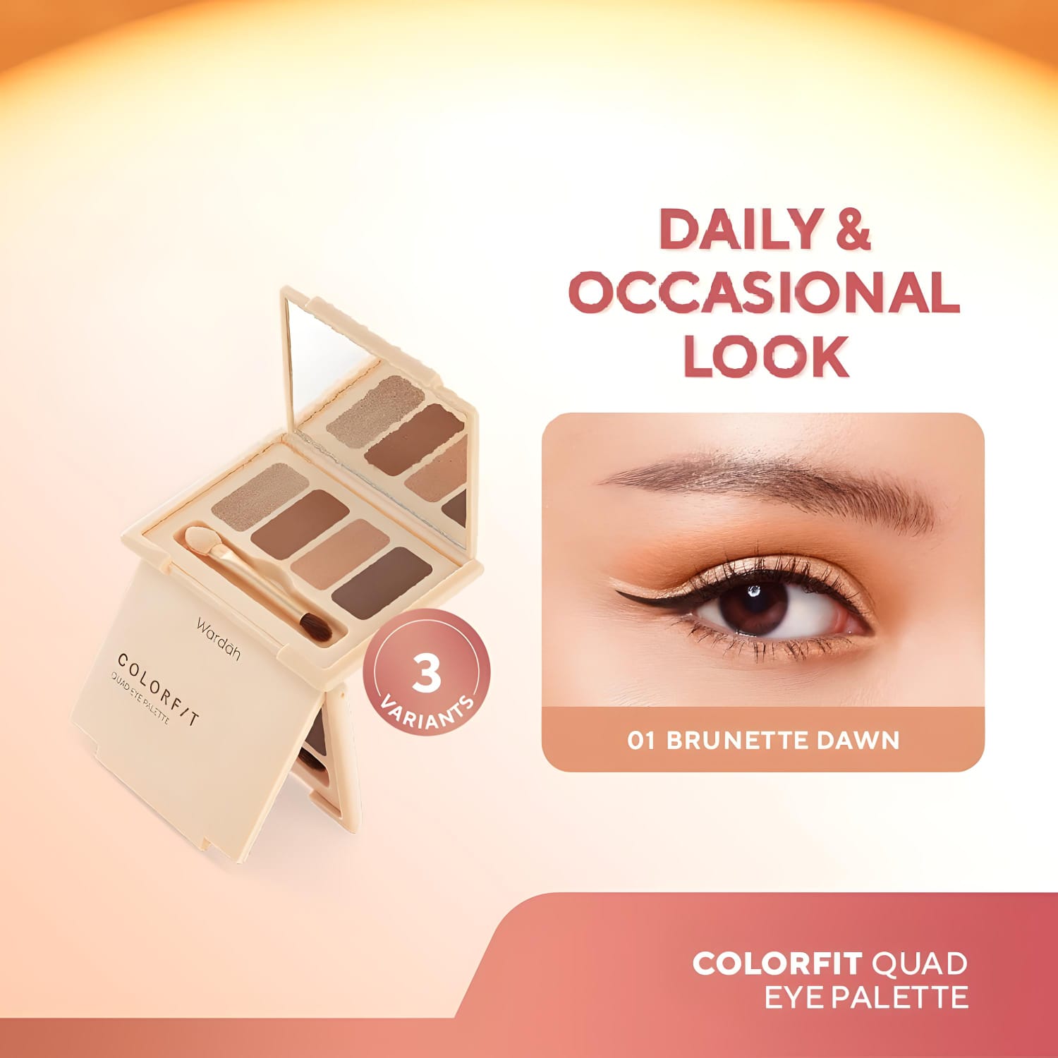 Wardah Colorfit Quad Eye Palette 6gr - 01 Brunette Dawn Wardah Colorfit Quad Eye Palette 6gr - 01 Brunette Dawn