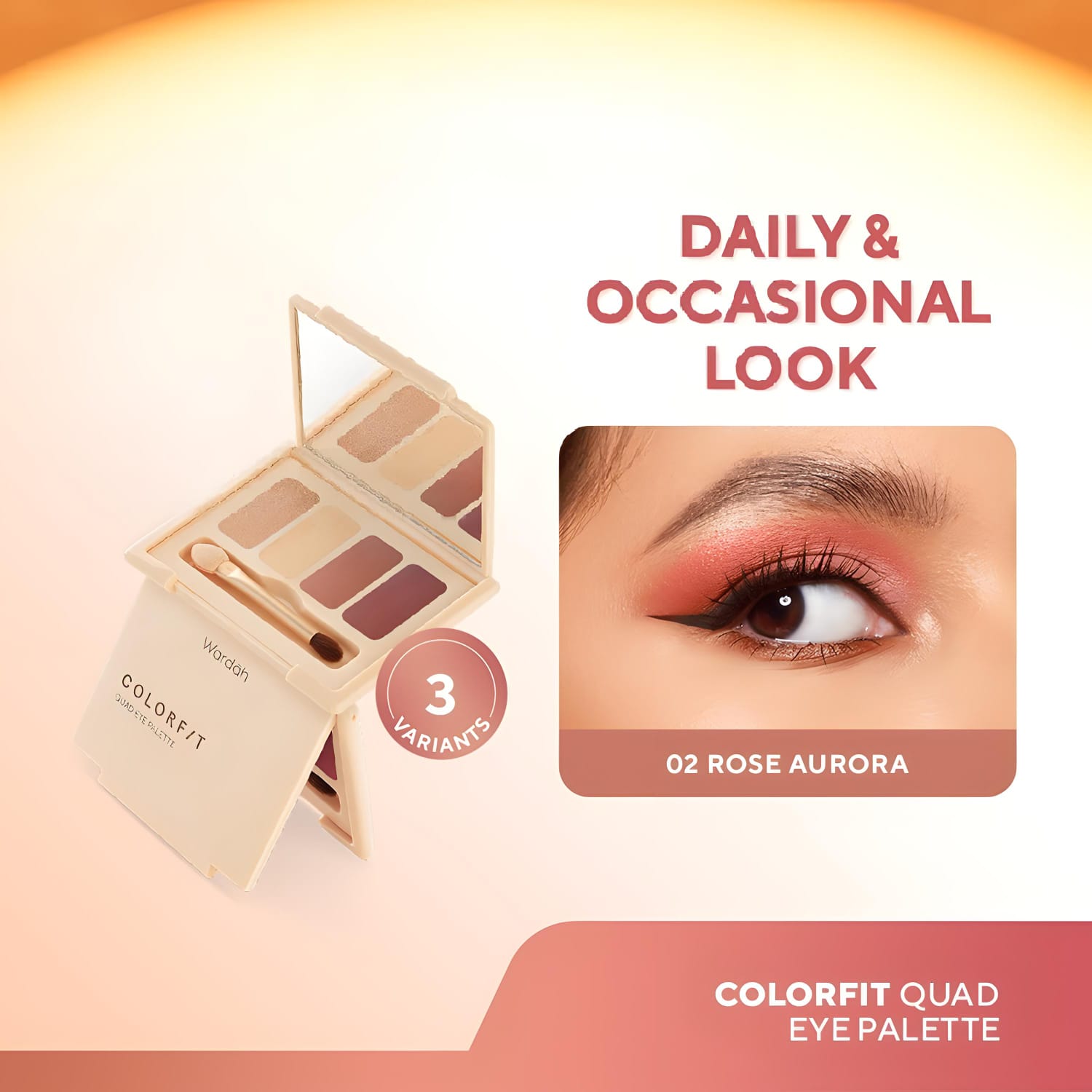 Wardah Colorfit Quad Eye Palette 6gr - 02 Rose Aurora Wardah Colorfit Quad Eye Palette 6gr - 02 Rose Aurora