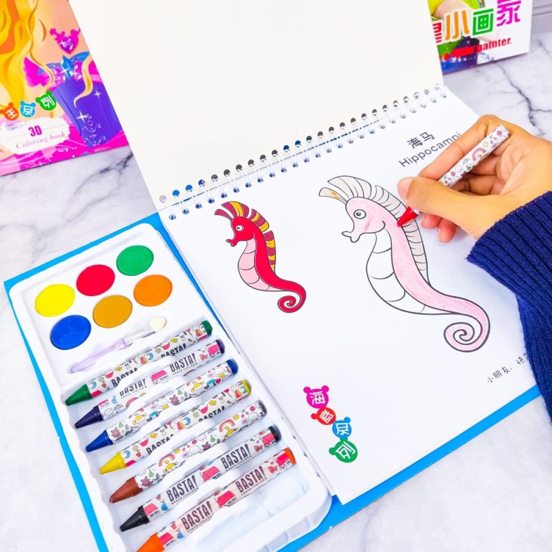 3D Coloring Book + Crayon Set - Alat Gambar Set