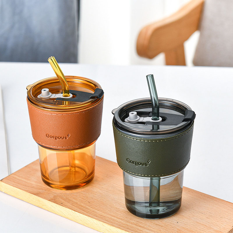 Tumbler Cup Coffee + Sedotan + Holder Kulit 400ml (HA1577) Tumbler Cup Coffee + Sedotan + Holder Kulit 400ml (HA1577)
