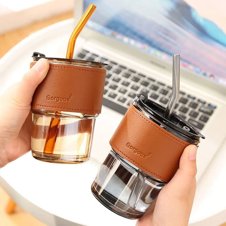Tumbler Cup Coffee + Sedotan + Holder Kulit 400ml (HA1577) Tumbler Cup Coffee + Sedotan + Holder Kulit 400ml (HA1577)