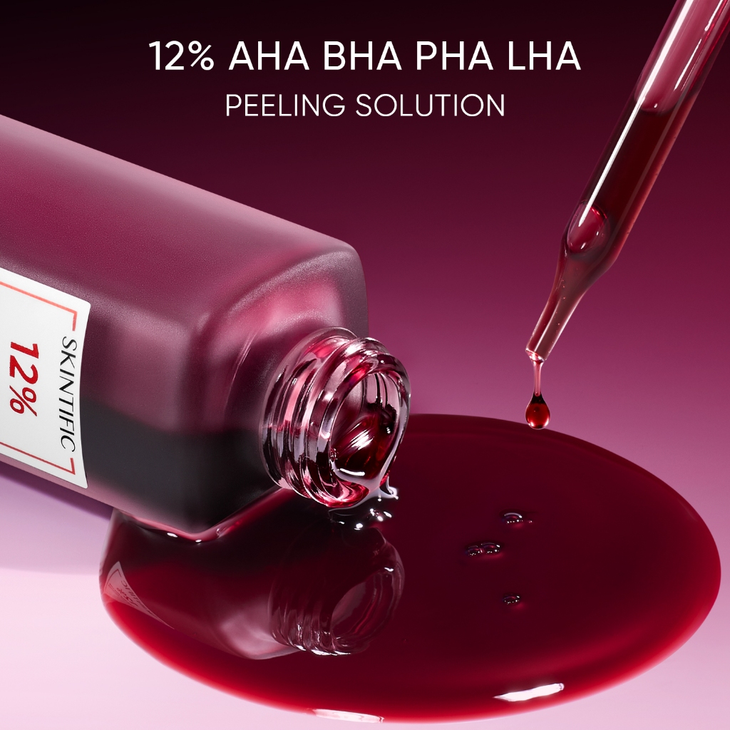 Skintific 12% AHA BHA PHA LHA Peeling Solution Serum 30ml