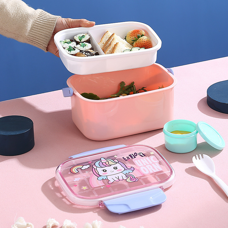 Lunch Box Susun Anak Karakter 2 Sekat 1600ml (Free Sendok + Tempat Kuah) (2572)