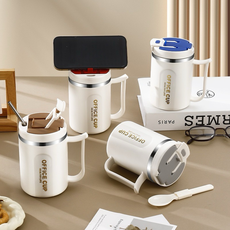 Office Cup Tumblr - Mug Stainless Polos Tahan Panas Dingin 500ml (Free Sedotan + Sendok) (096)