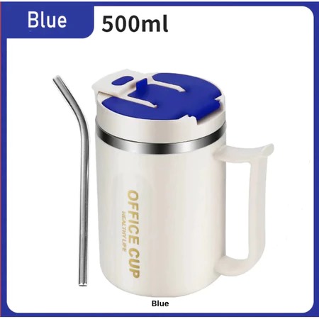 Office Cup Tumblr - Mug Stainless Polos Tahan Panas Dingin 500ml (Free Sedotan + Sendok) (096)