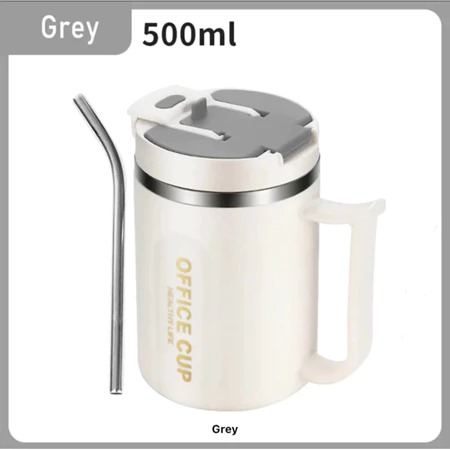 Office Cup Tumblr - Mug Stainless Polos Tahan Panas Dingin 500ml (Free Sedotan + Sendok) (096)