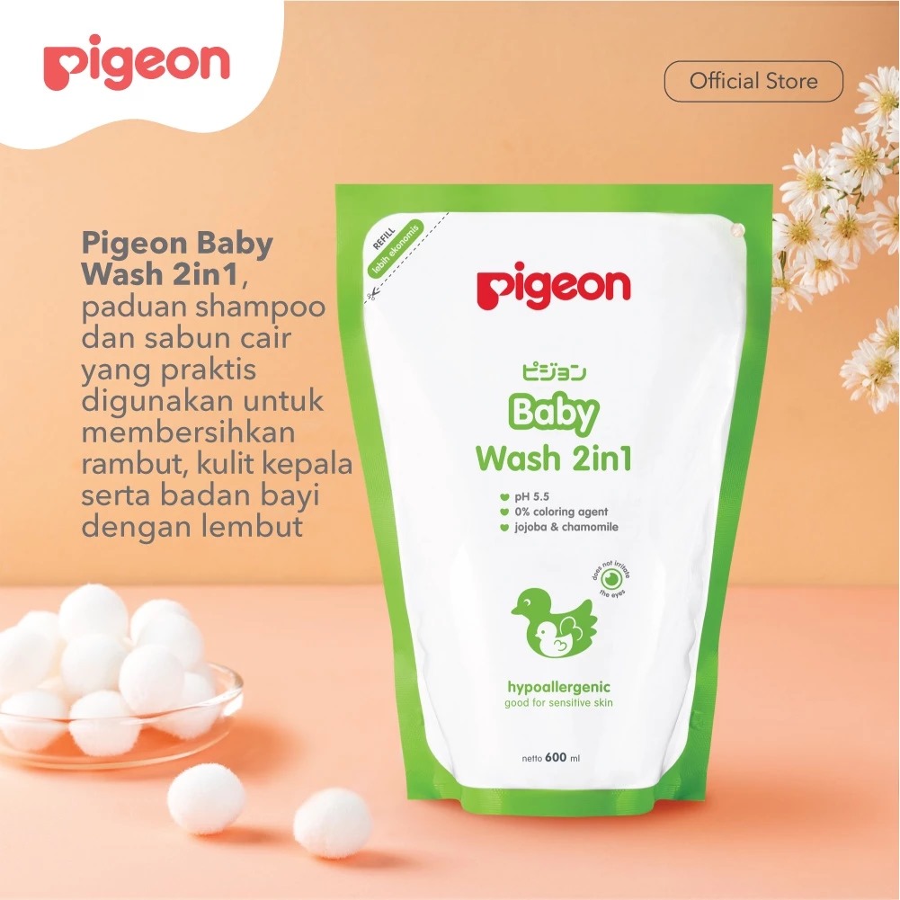 Pigeon Baby Wash 2in1 (REFILL) 600ml - Hair Body Wash Jojoba & Chamomile Pigeon Baby Wash 2in1 (REFILL) 600ml - Hair Body Wash Jojoba & Chamomile