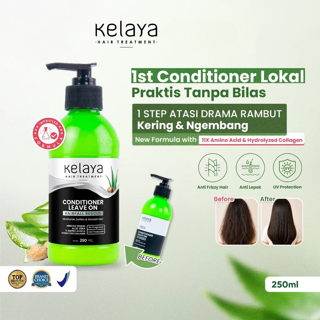 Kelaya Hair Treatment Conditioner Leave On 250ml - Minyak Kemiri & Aloe Vera Kelaya Hair Treatment Conditioner Leave On 250ml - Minyak Kemiri & Aloe Vera