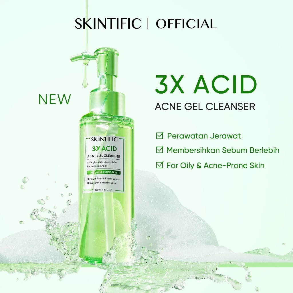 Skintific 3x Acid Acne Gel Cleanser 120ml