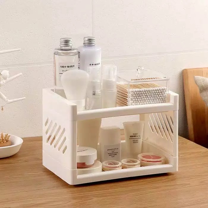 TRI J - Rak Plastik Kotak Serbaguna Mini 2 Susun - Wadah Kosmetik