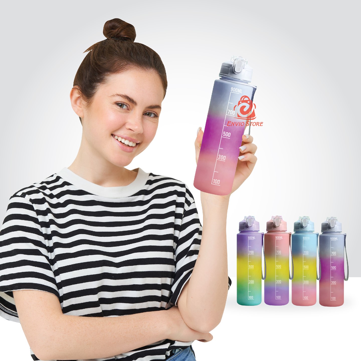 Botol Minum Rainbow 900ml (HX-4727) - Botol Minum Warna Lucu