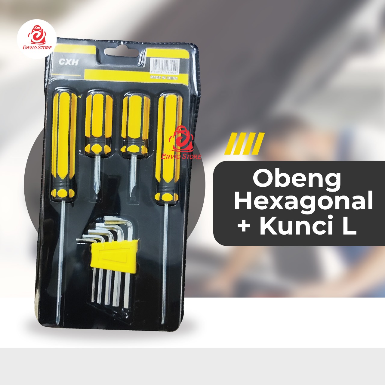Hexagonal Obeng + Kunci L Set Kombinasi Mini (509)