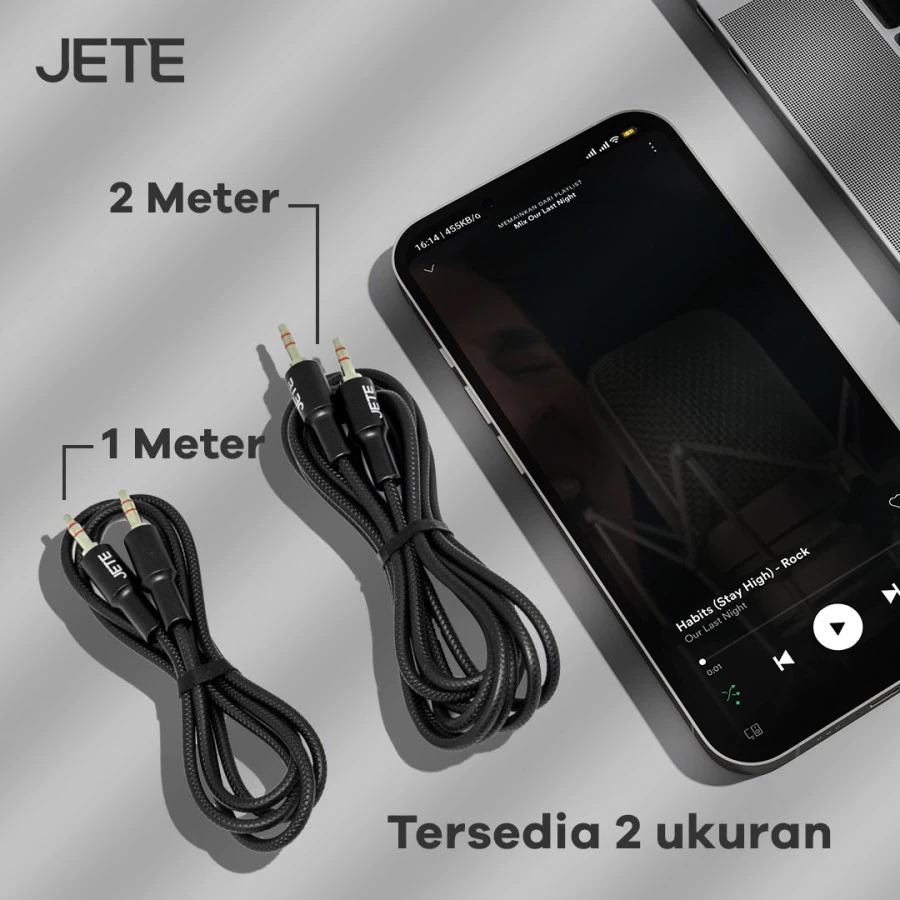 JETE Kabel Aux Male to Male Stereo Audio Cable - 200cm (2M)