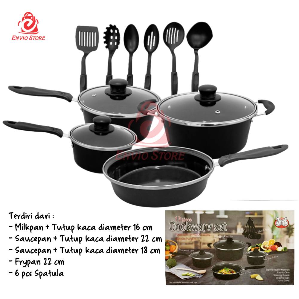 Panci Set 13 Pcs Cookware - Alat Masak Set Lengkap 13Pcs