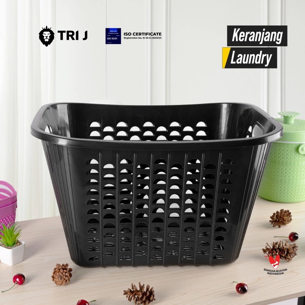 TRI J - Keranjang Laundry Pajero - HITAM (Keranjang Serbaguna Jumbo Bahan Plastik)