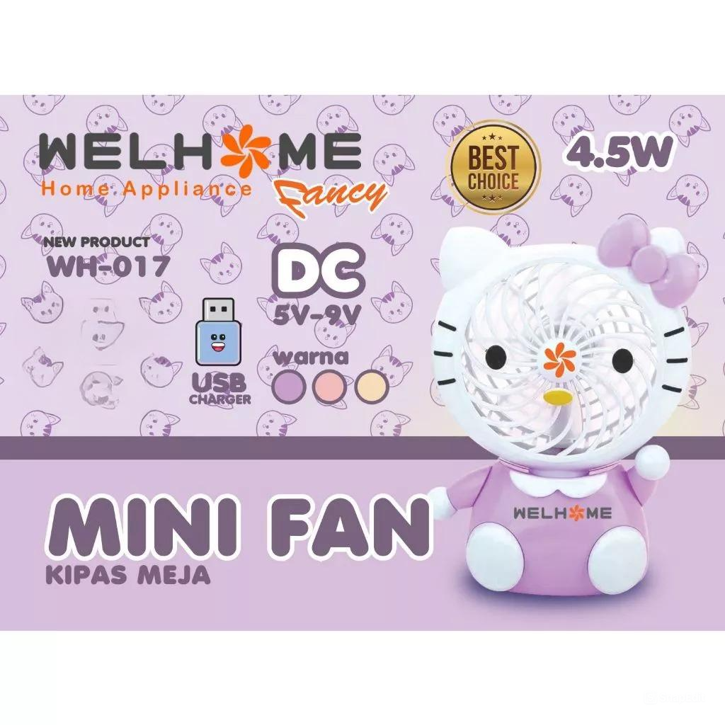 Welhome Mini Fan WH-017 Hellokitty - Kipas Angin Meja