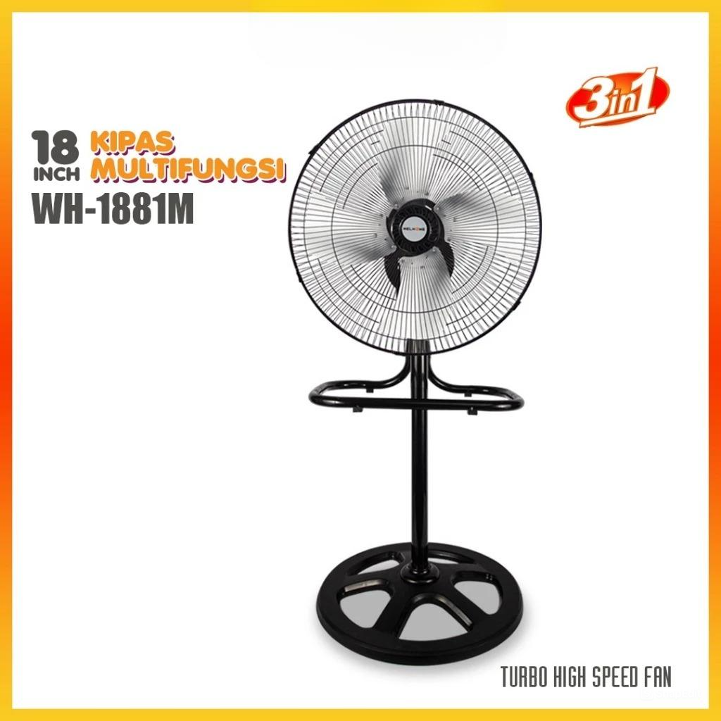 Welhome Kipas Angin Berdiri WH-1881M 3in1 Bahan Metal 60Watt