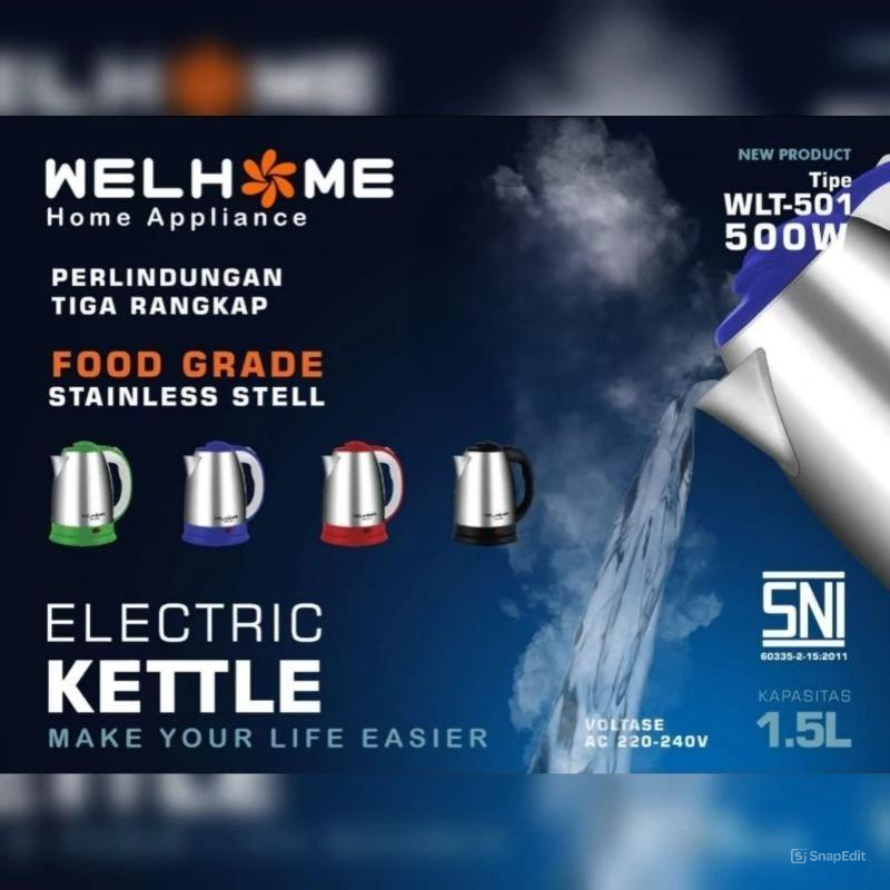 Welhome Electric Kettle WTL-501 1.5 Liter - Teko Elektrik