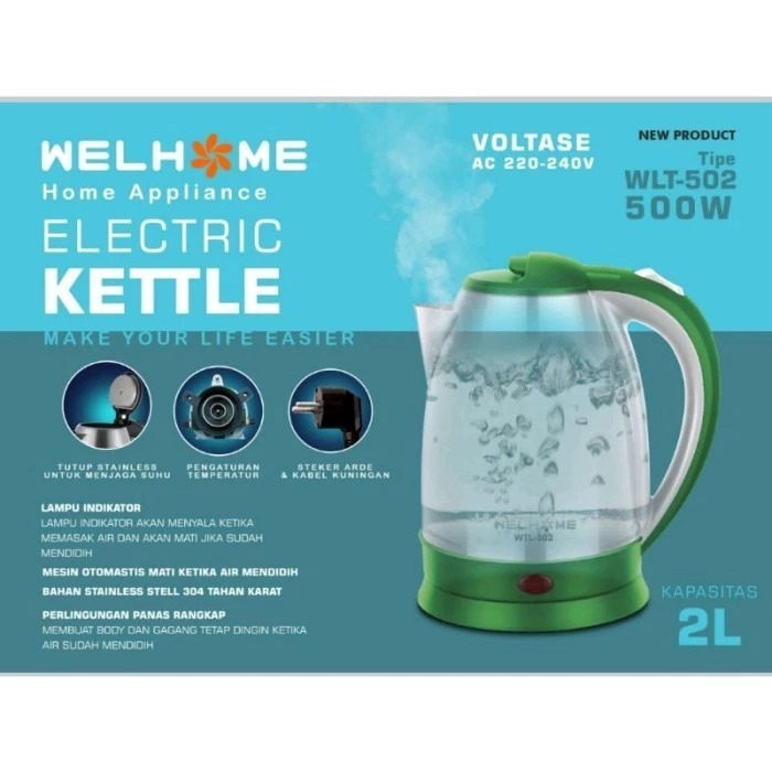Welhome Electric Kettle WTL-502 2 Liter - Teko Elektrik Welhome Electric Kettle WTL-502 2 Liter - Teko Elektrik