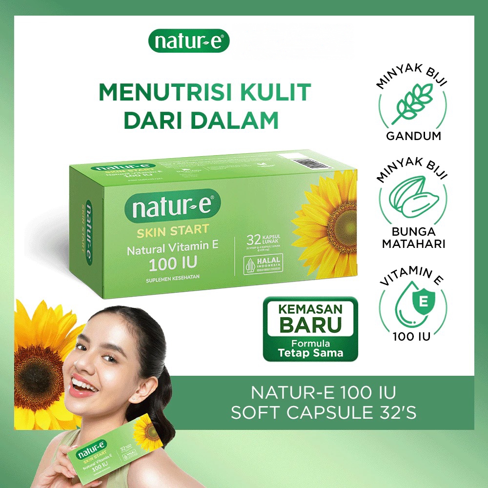 Natur-E Skin Start Natural Vitamin E 100 IU Supplement Soft Capsule 32s - Vitamin E Suplemen Kesehatan