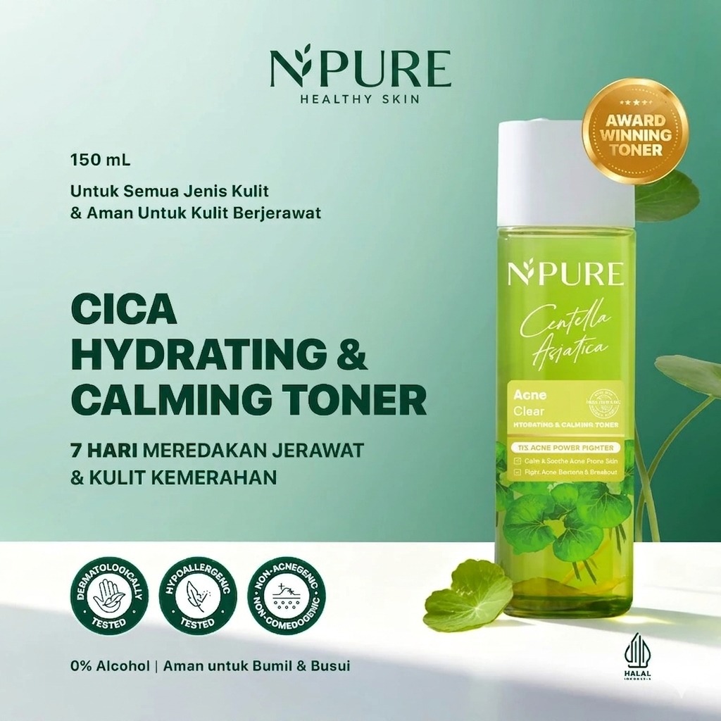 (Buy2 Get3) NPURE Paket Bundling Gentle & Calm Kit + Free pouch (Cica Toner 150ml + ⁠Micellar Acne 100ml + ⁠Noni Cleanser 50ml)
