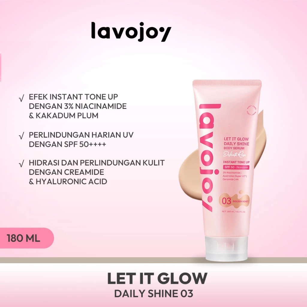 Lavojoy Let It Glow Daily Shine Body Serum SPF50 PA++++ 180ml - 03 Golden Honey (Delicate Rose Instant Tone Up)