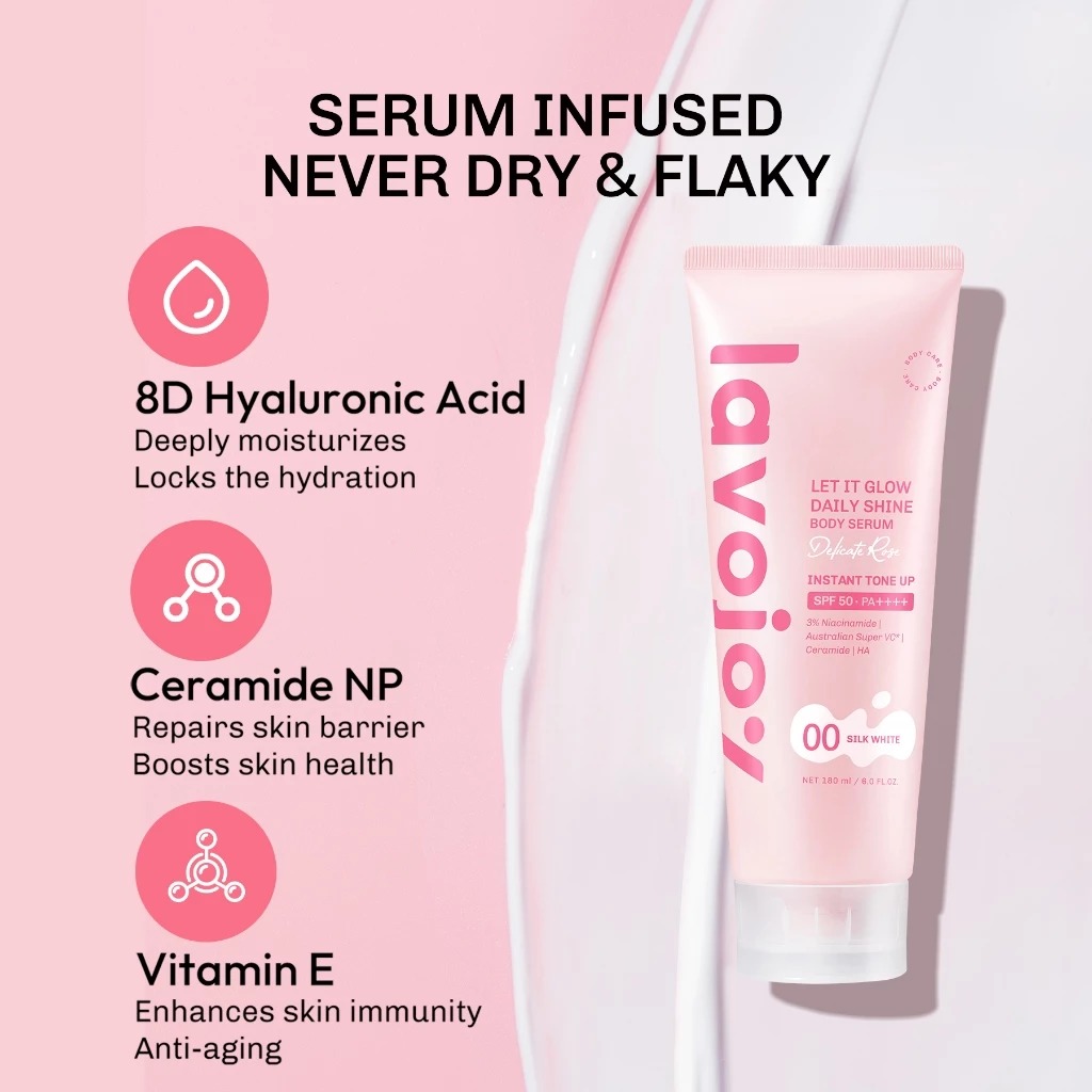 Lavojoy Let It Glow Daily Shine Body Serum SPF50 PA++++ 180ml - 03 Golden Honey (Delicate Rose Instant Tone Up)