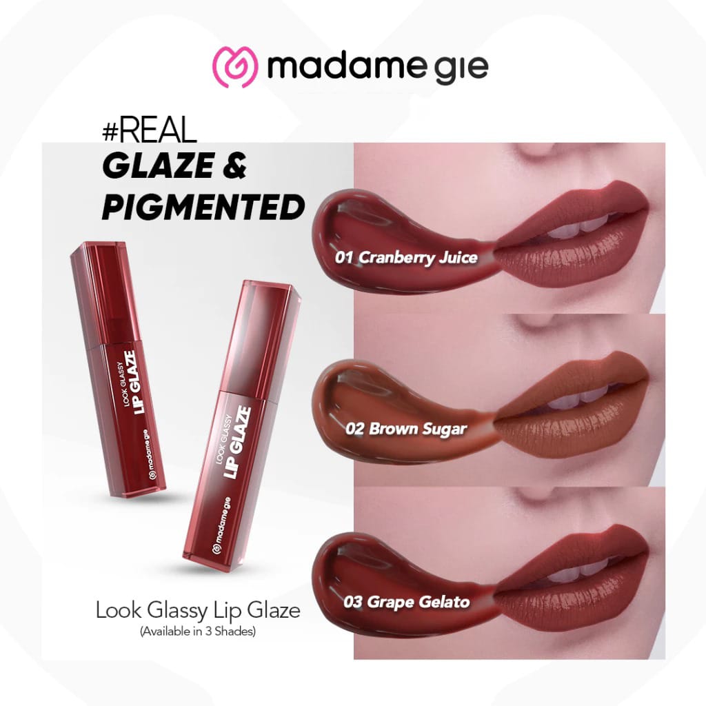 Madame Gie Look Glassy Lip Glaze 1.5ml - 01 Cranberry Juice