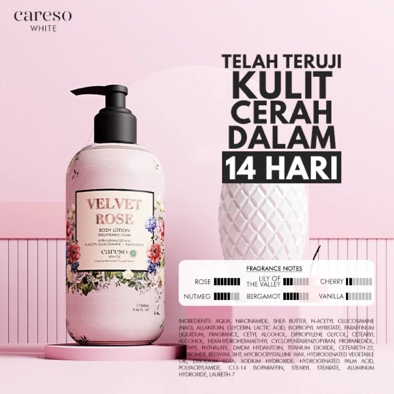 Careso Body Lotion Brightening Elixir 300ml (Pump) - Velvet Rose Careso Body Lotion Brightening Elixir 300ml (Pump) - Velvet Rose