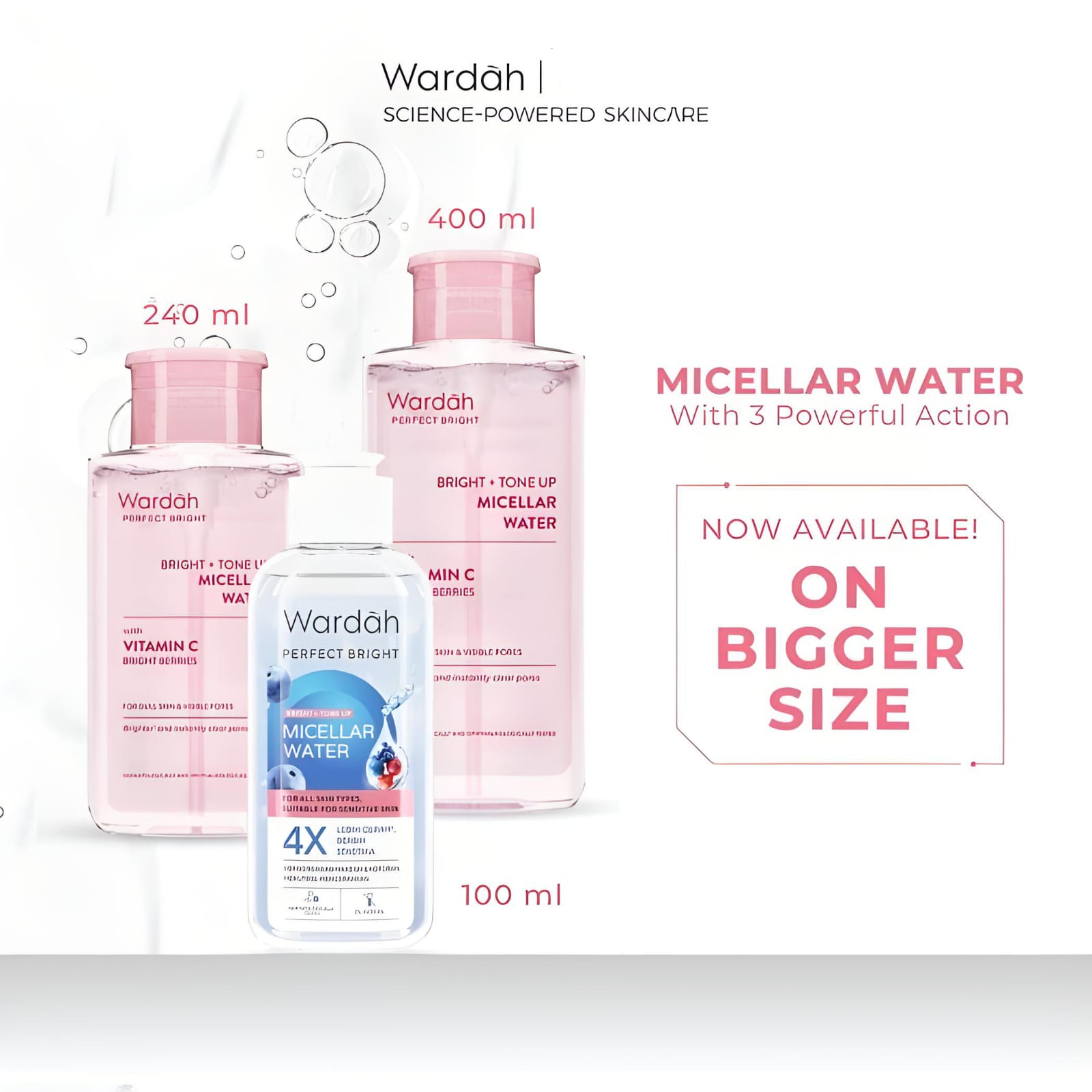 Wardah Perfect Bright + Tone Up Micellar Water 400ml Wardah Perfect Bright + Tone Up Micellar Water 400ml