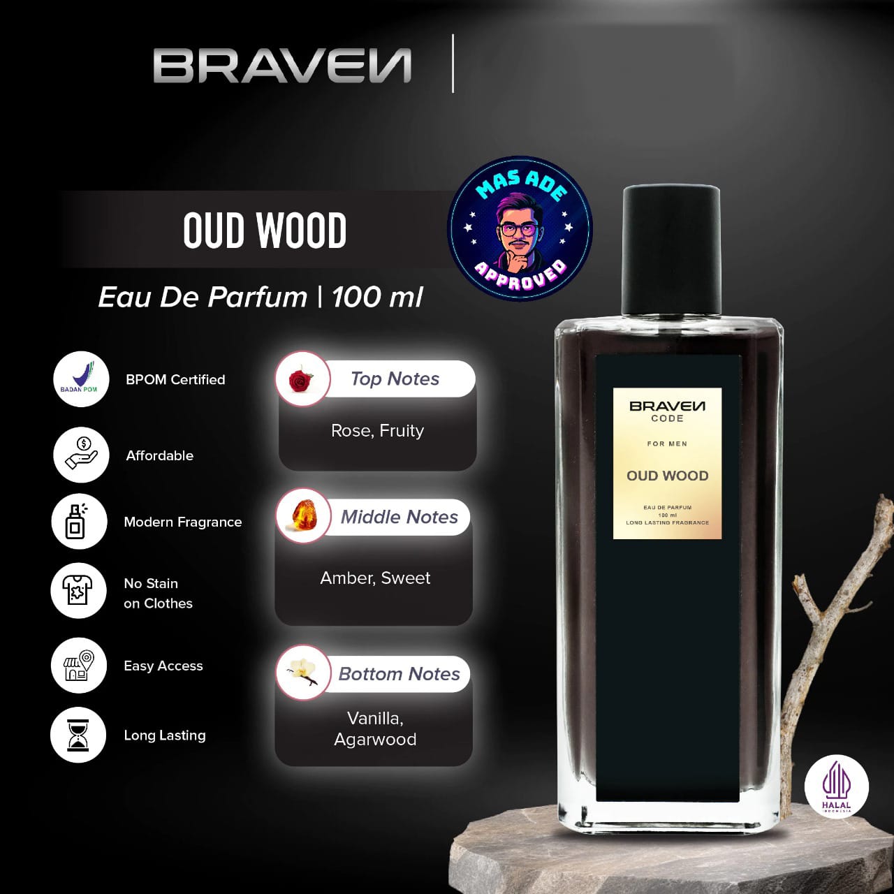 Braven Code Eau De Parfum 100ml - Oud Wood