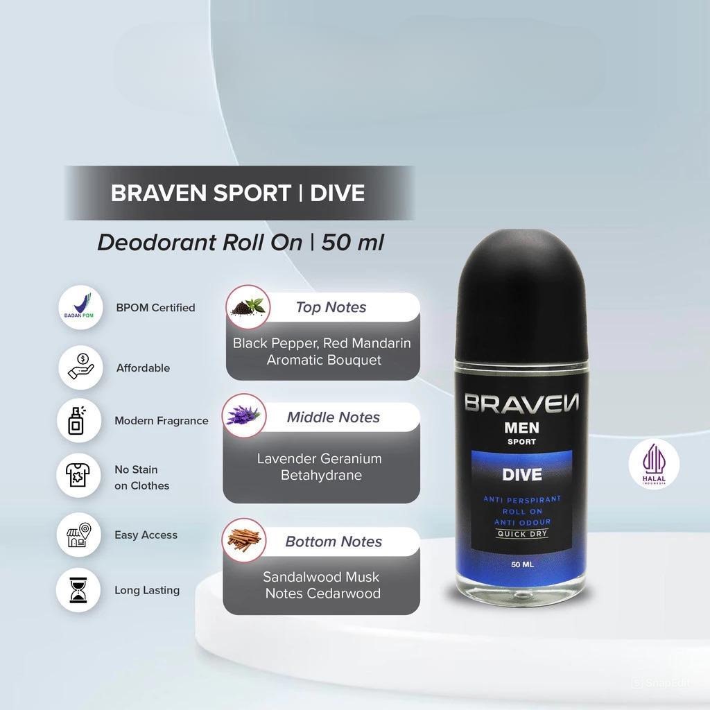 Braven Men Sport Anti Perspirant Roll On 50ml - Dive Braven Men Sport Anti Perspirant Roll On 50ml - Dive