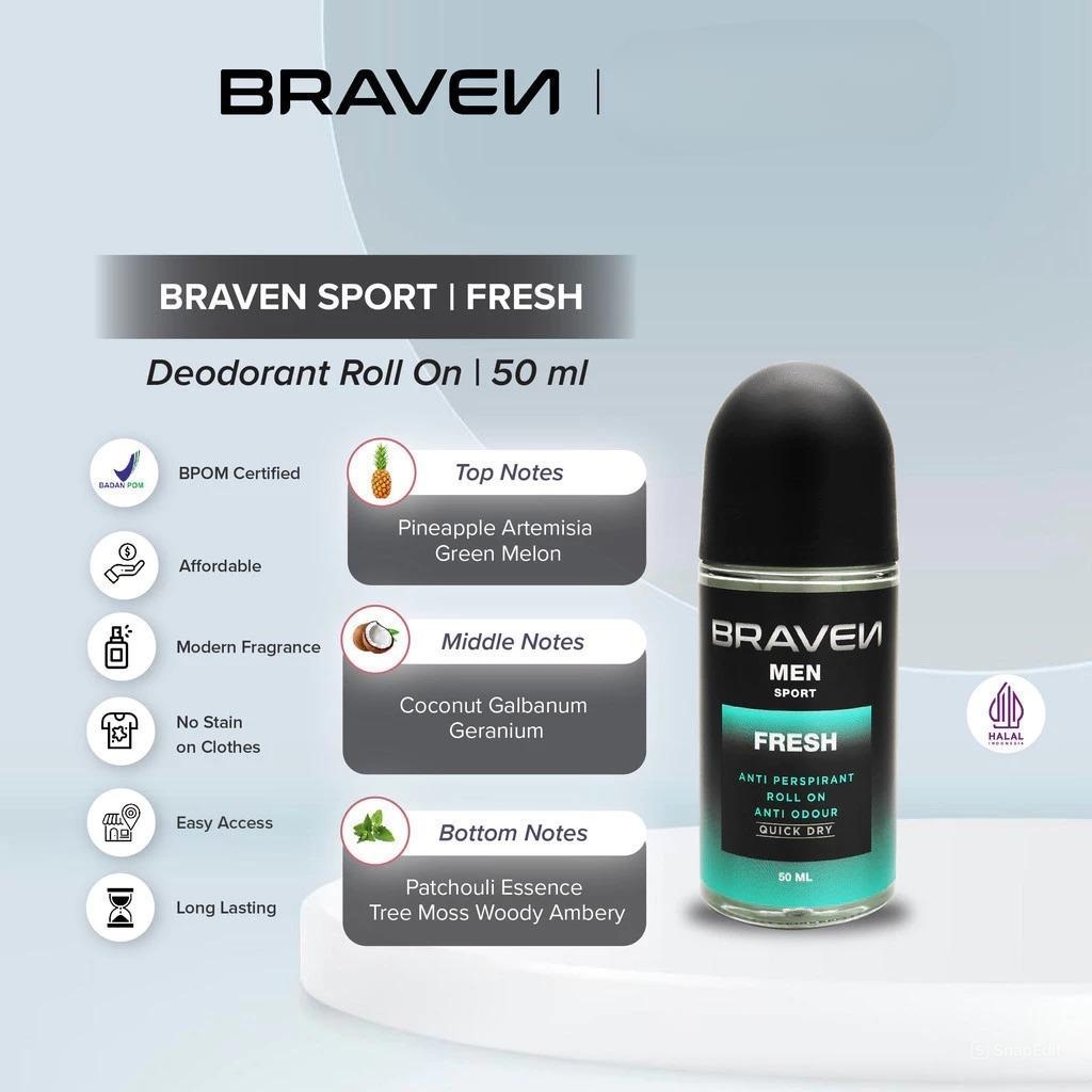 Braven Men Sport Anti Perspirant Roll On 50ml - Fresh Braven Men Sport Anti Perspirant Roll On 50ml - Fresh