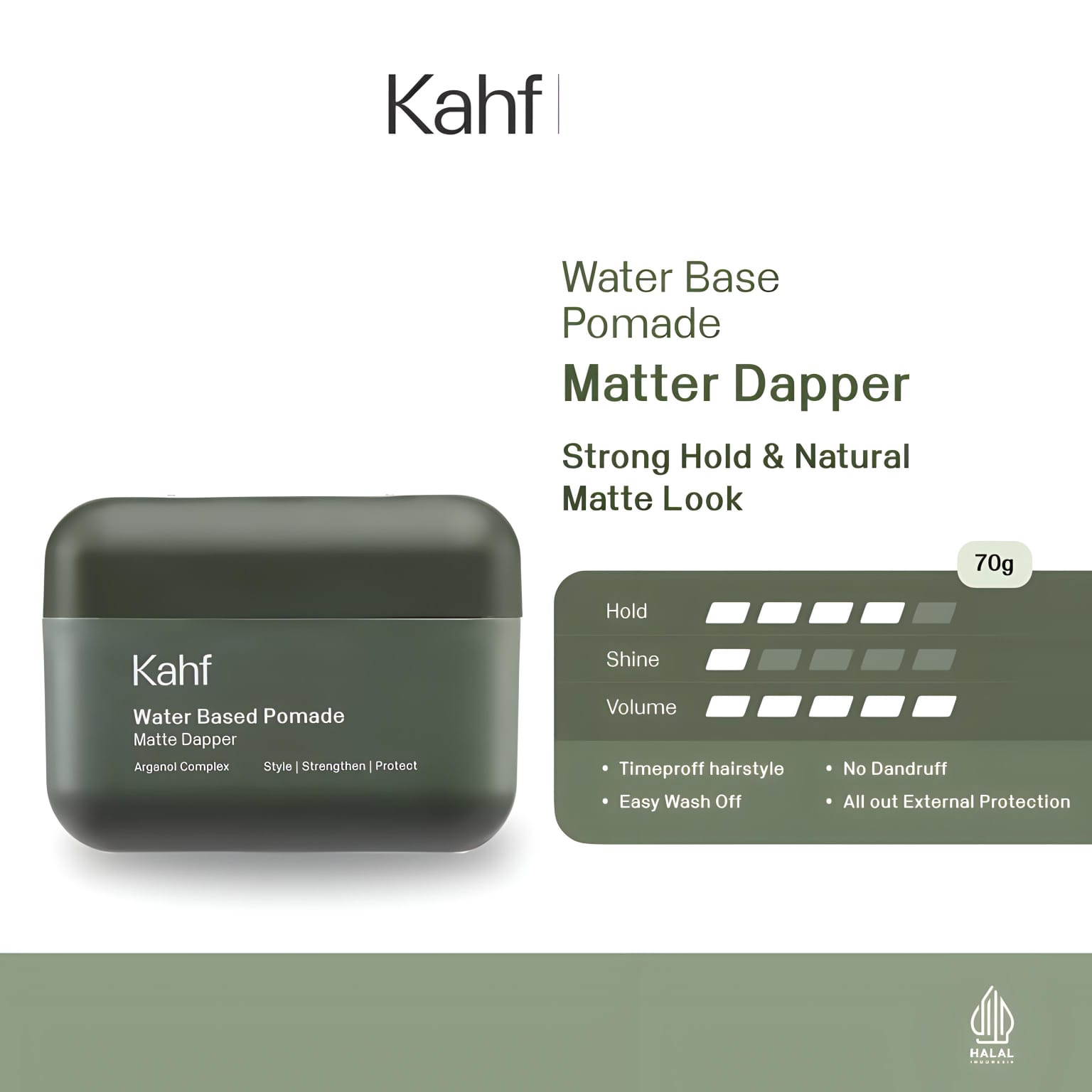 Kahf Water Based Pomade 70gr - Matte Dapper