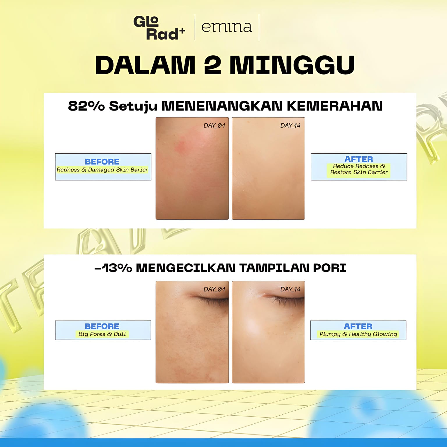 Emina GloRad+ Instant Soothing & Barrier Lock 9-Hyalucica Glow Moisture Gel 50ml