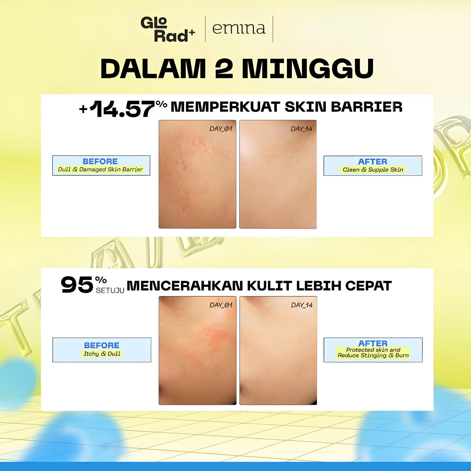 Emina GloRad+ Instant Soothing & Barrier Lock 9-Hyalucica Glow Moisture Gel 50ml