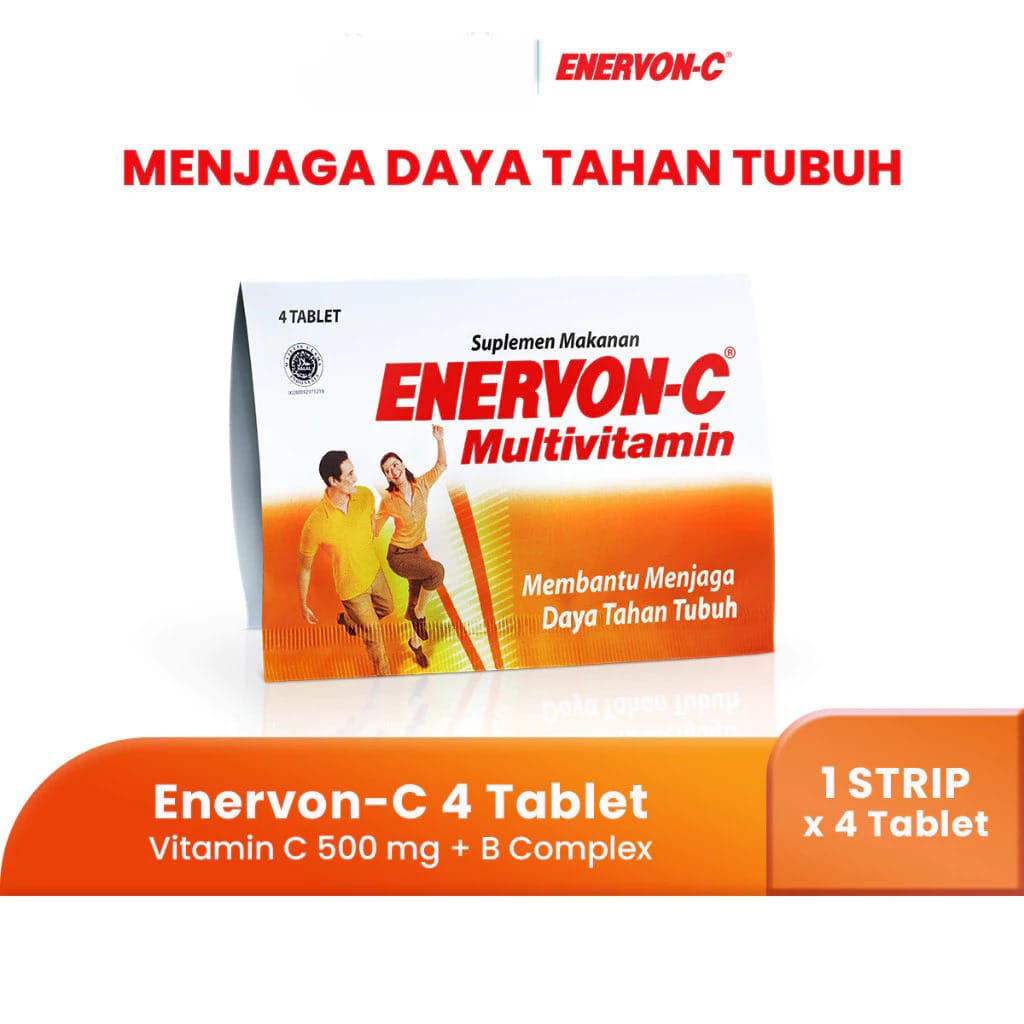 Enervon-C Multivitamin (1 Strip 4 Tablet) - Vitamin C dan B Complex Suplemen Kesehatan