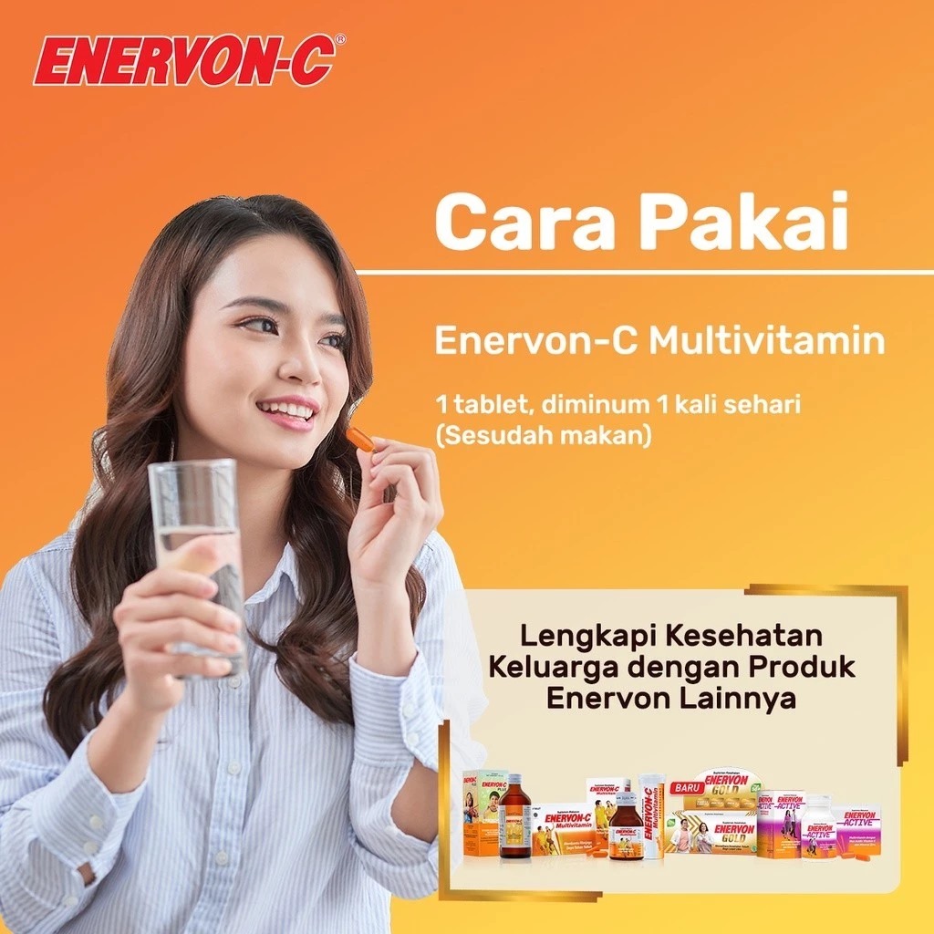 Enervon-C Multivitamin (1 Strip 4 Tablet) - Vitamin C dan B Complex Suplemen Kesehatan