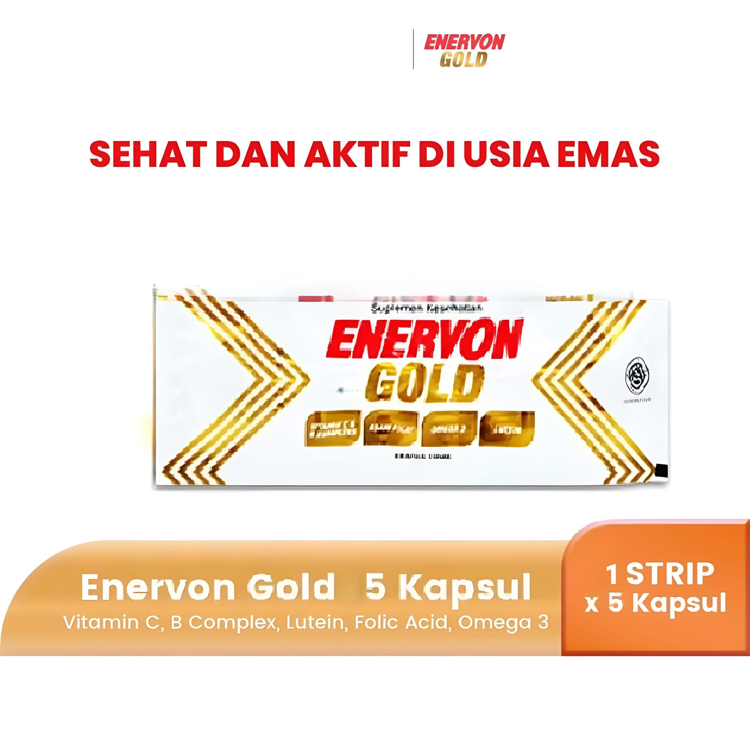 Enervon Gold (1 Strip 5 Tablet)  - Vitamin C dan B Complex Suplemen Kesehatan