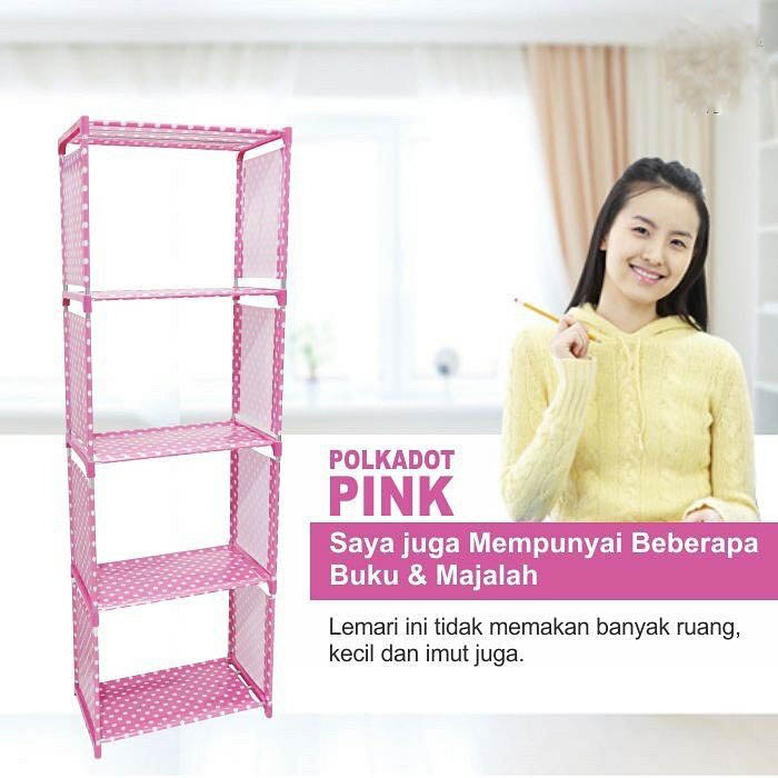 TRI J - Rak Buku 5 Susun - BIRU POLKADOT (Rak Serbaguna)