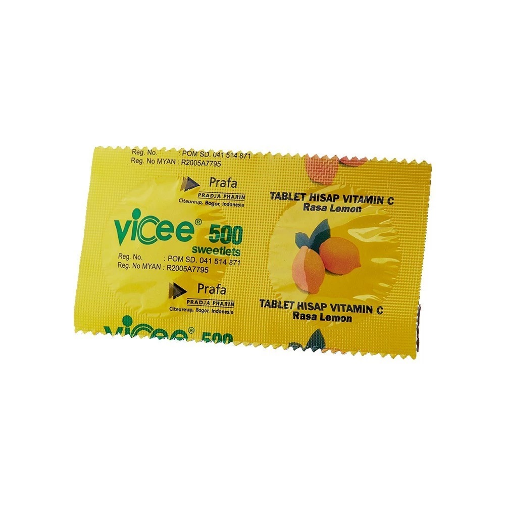 Vicee 500 Sweetlets Tablet Hisap Vitamin C (1 Strip 2 Tablet) - Rasa Lemon