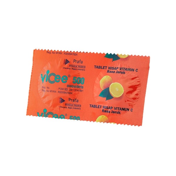 Vicee 500 Sweetlets Tablet Hisap Vitamin C (1 Strip 2 Tablet) - Rasa Jeruk