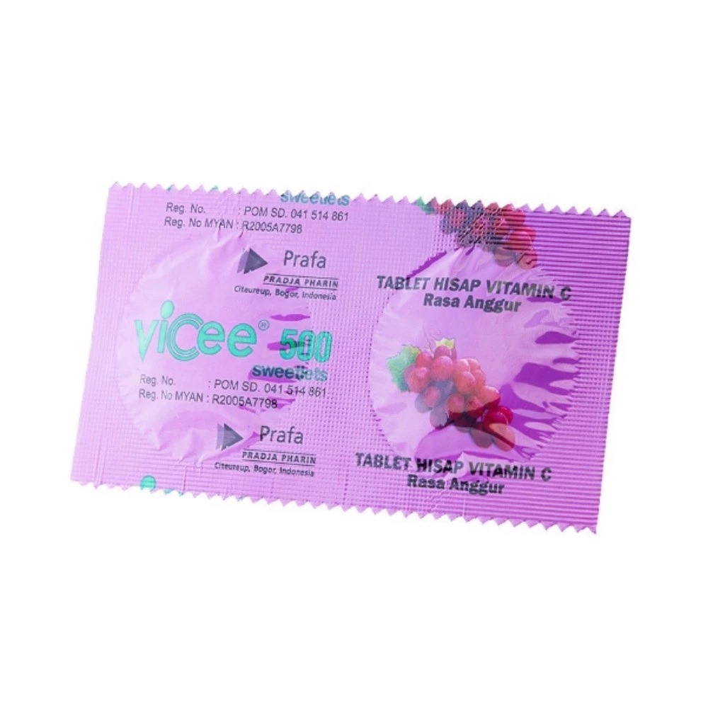 Vicee 500 Sweetlets Tablet Hisap Vitamin C (1 Strip 2 Tablet) - Rasa Anggur