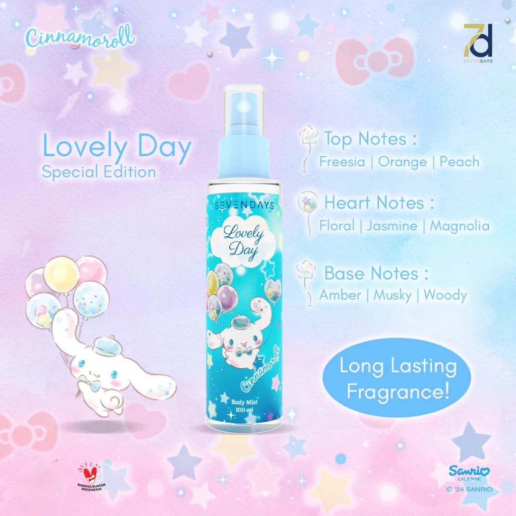 Sevendays Body Mist 100ml - Cinnamoroll (Lovely Day) Sevendays Body Mist 100ml - Cinnamoroll (Lovely Day)
