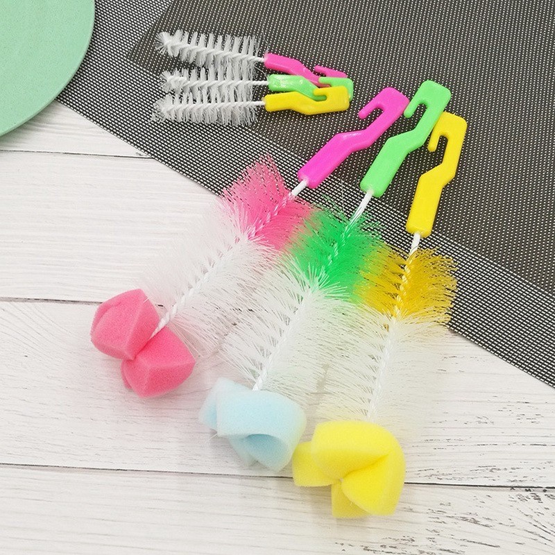 Sikat Botol Bayi Ujung Spons 2in1 (Besar+Kecil)
