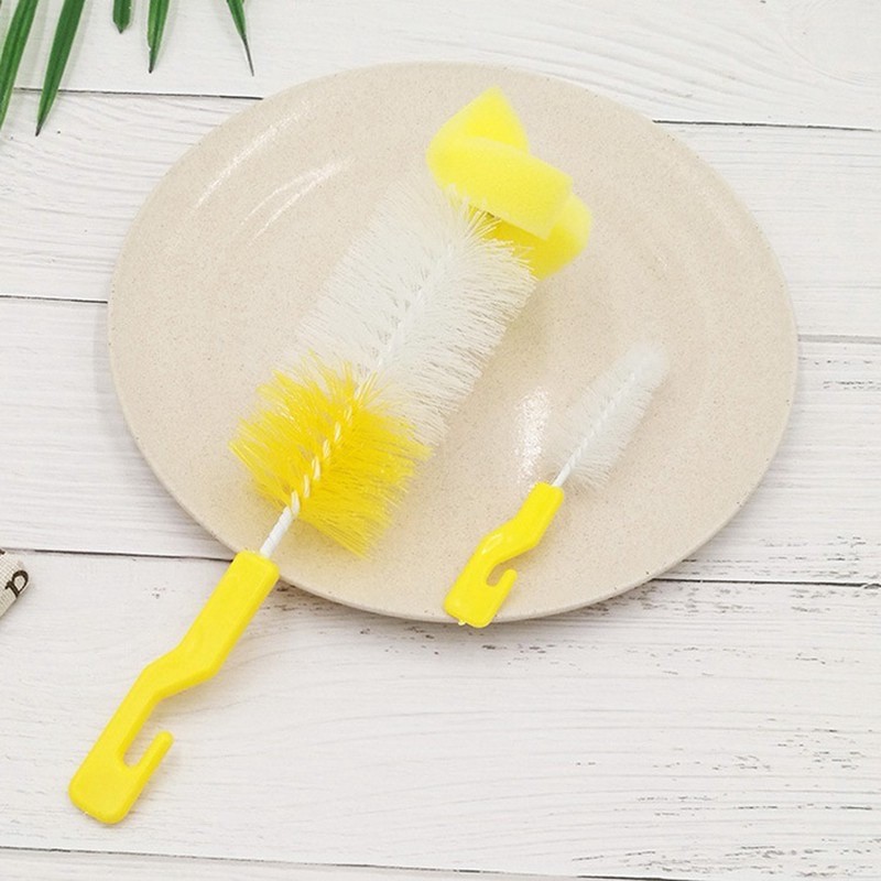 Sikat Botol Bayi Ujung Spons 2in1 (Besar+Kecil)