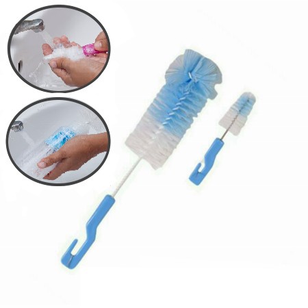 Sikat Botol Bayi Ujung Spons 2in1 (Besar+Kecil)